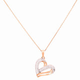 Rose Gold Necklace with Heart Pendant 10K with 0.33Tw Round Diamonds - Miral Jewelry