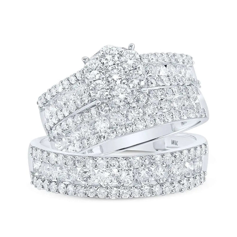 Round Diamond Cluster Nicoles Dream Collection Matching Wedding Ring Set - Miral Jewelry