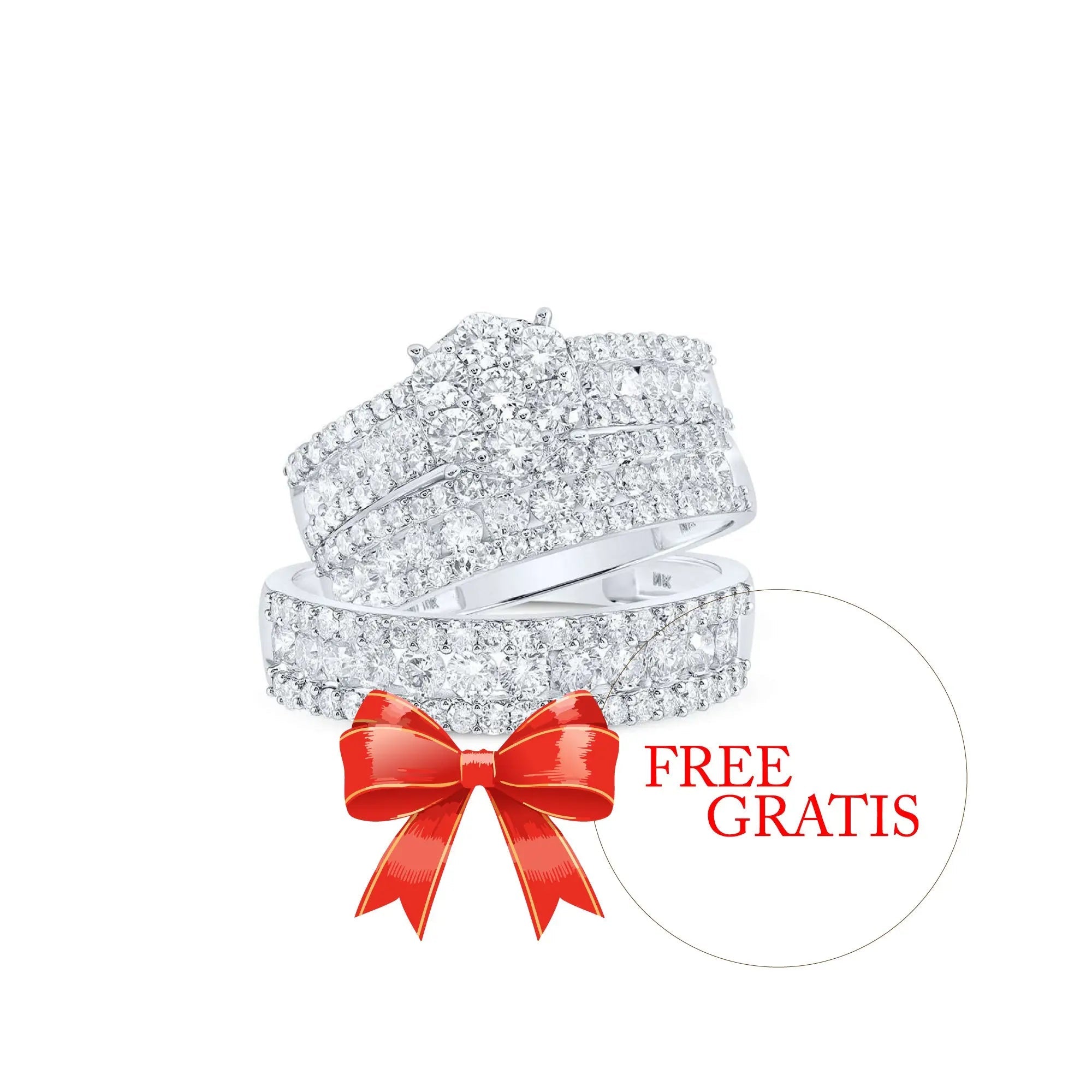 Round Diamond Cluster Nicoles Dream Collection Matching Wedding Ring Set - Miral Jewelry