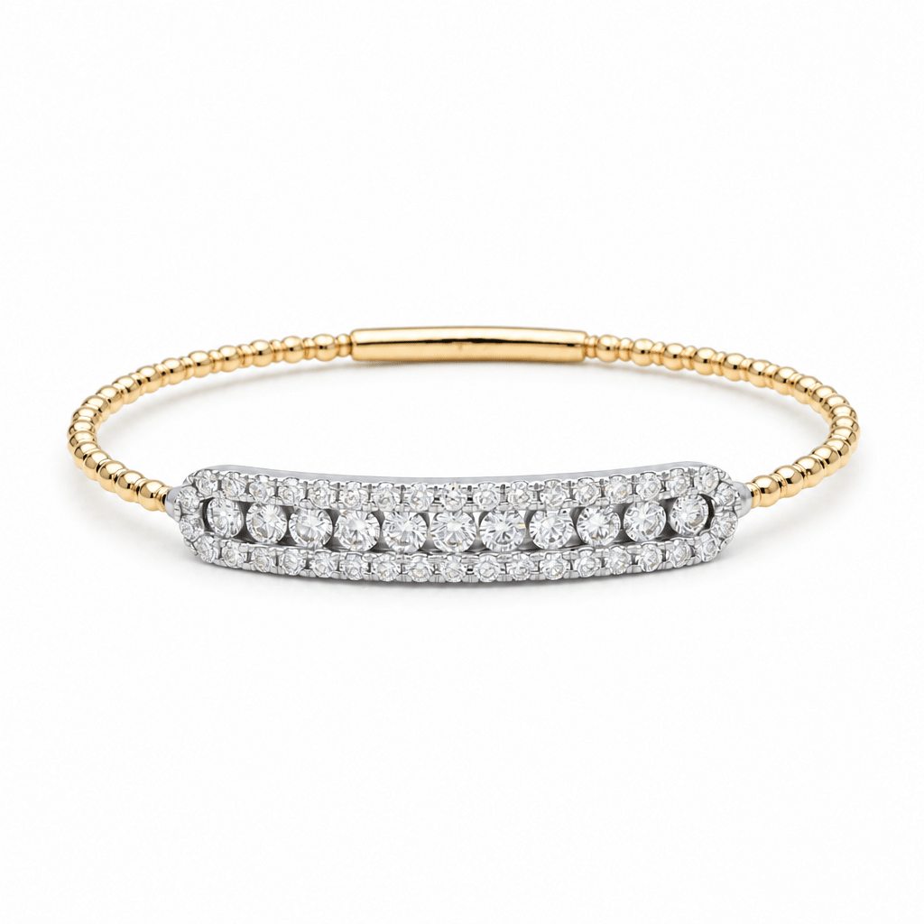 Two Tone White/Yellow 14K Bangle Diamond Women's Bracelet with 2.00Tw Round Diamonds - Miral Jewelry