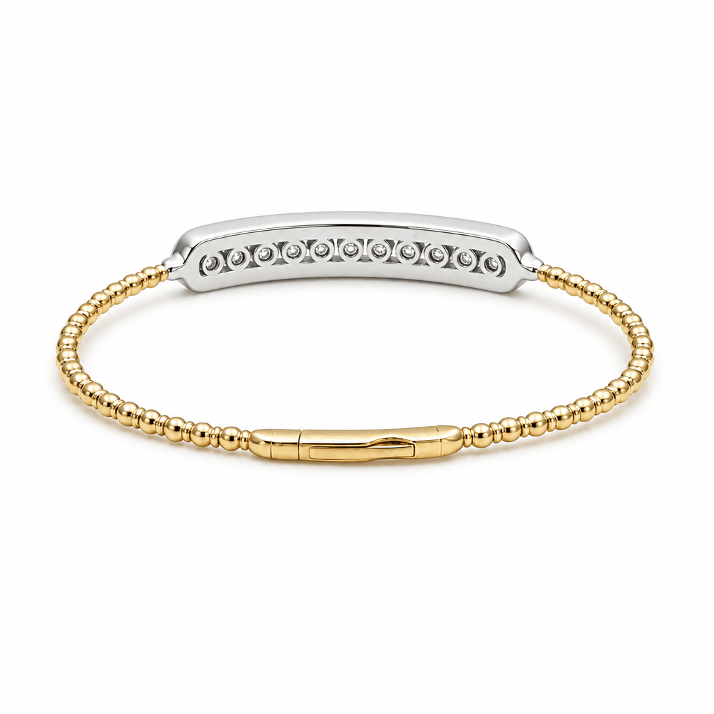 Two Tone White/Yellow 14K Bangle Diamond Women's Bracelet with 2.00Tw Round Diamonds - Miral Jewelry