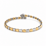 Two Tone White/Yellow Gold 14K Bangle Diamond Women's Bracelet with 0.33Tw Round Diamonds - Miral Jewelry