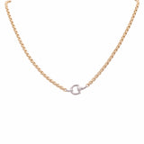 Two Tone White/Yellow Gold 14K Italian Link 16" Necklaces - Miral Jewelry