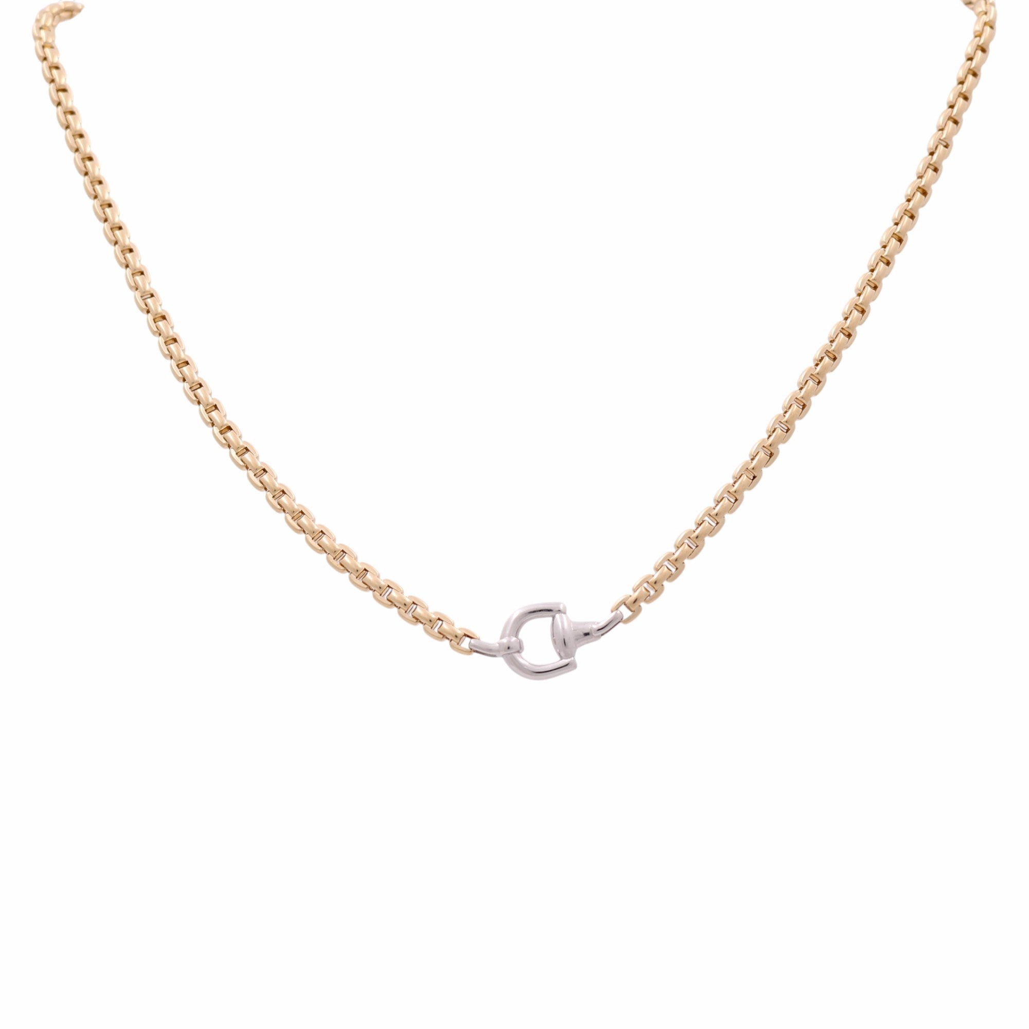 Two Tone White/Yellow Gold 14K Italian Link 16" Necklaces - Miral Jewelry