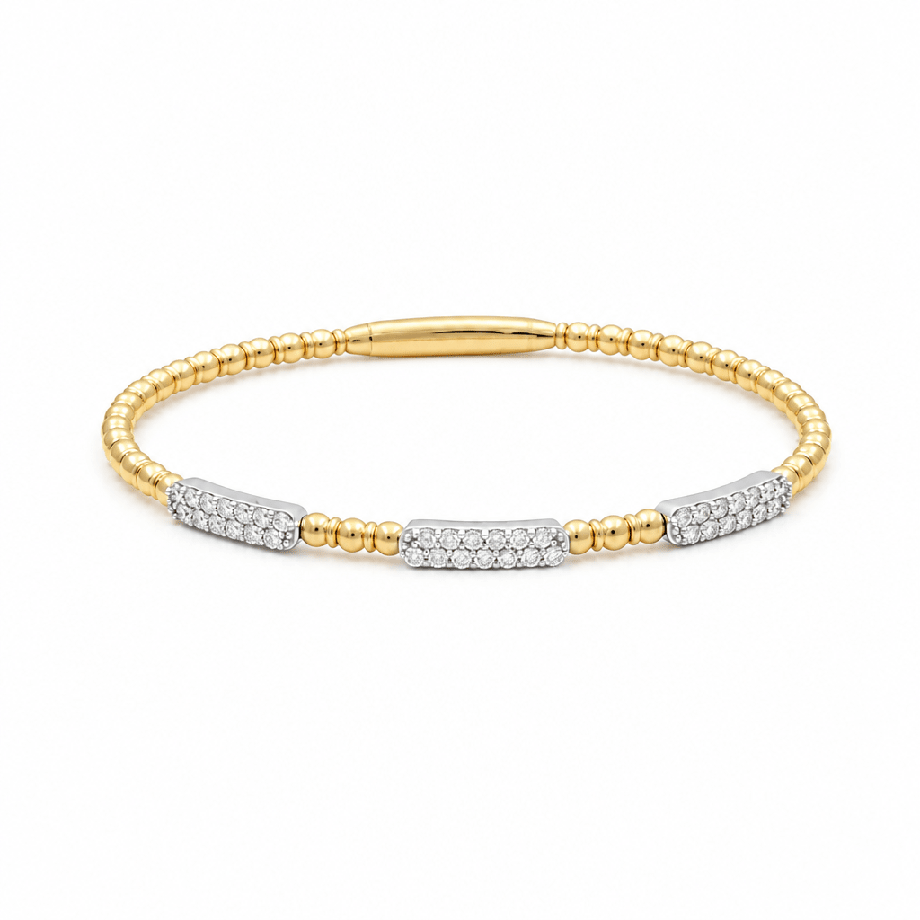 Two Tone Withe/Yellow 14K Bangle Diamond Women's Bracelet with 0.50Tw Round Diamonds - Miral Jewelry