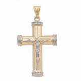 Two Tone Yellow and White Gold 14K Crucifix - Miral Jewelry
