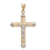 Two Tone Yellow And White Gold 14K Crucifix Pendant - Miral Jewelry