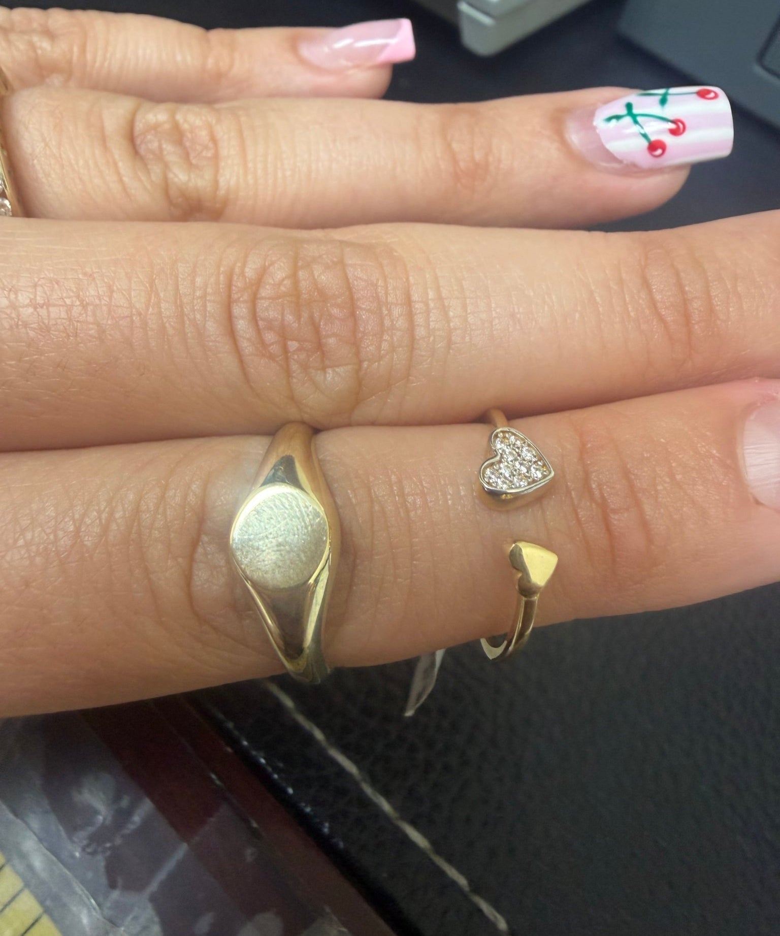 two yellow gold rings - Miral Jewelry