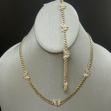 Yellow Gold 10k Monaco set with butterfly with cz