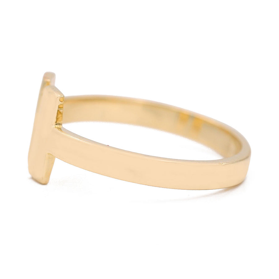 A Miral Jewelry 14K Yellow Gold Fashion H Design ring, featuring an elegant square shape that makes a bold and stylish statement.