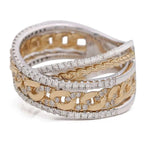 White and Yellow Gold 14K Fashion Ring With Diamonds - Miral Jewelry