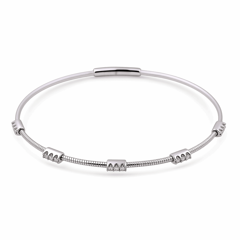 White Gold 14K Bangle Diamond Women's Bracelet with 0.20Tw Round Diamonds - Miral Jewelry