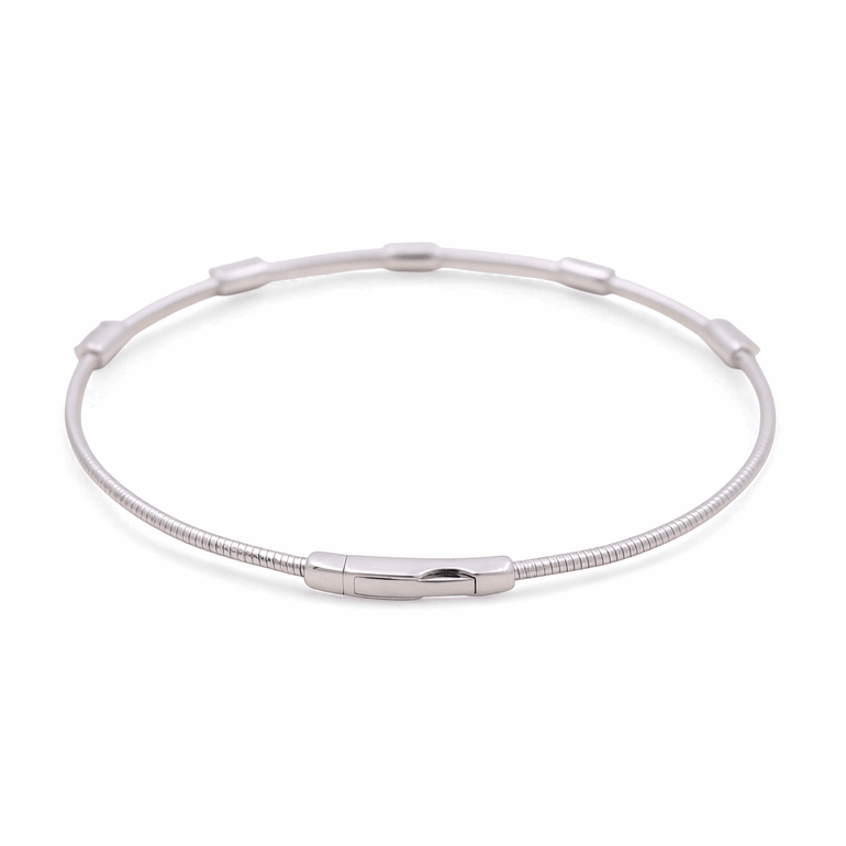 White Gold 14K Bangle Diamond Women's Bracelet with 0.20Tw Round Diamonds - Miral Jewelry