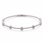 White Gold 14K Bangle Diamond Women's Bracelet with 0.37Tw Round Diamonds - Miral Jewelry