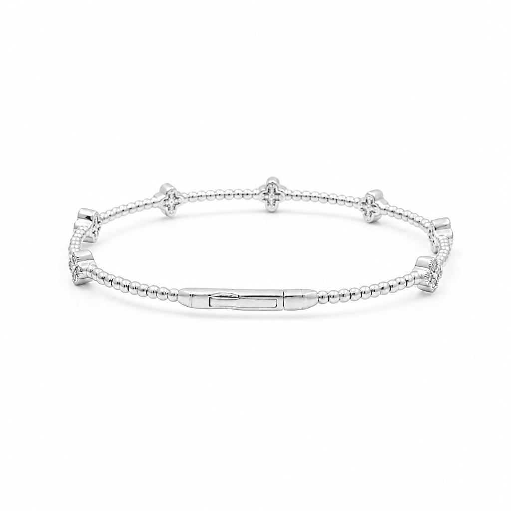 White Gold 14K Bangle Diamond Women's Bracelet with 0.37Tw Round Diamonds - Miral Jewelry