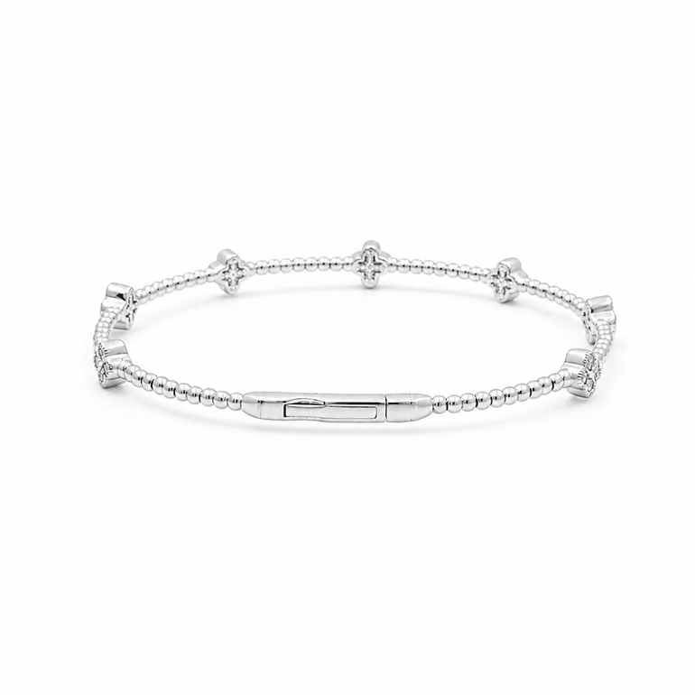 White Gold 14K Bangle Diamond Women's Bracelet with 0.37Tw Round Diamonds - Miral Jewelry