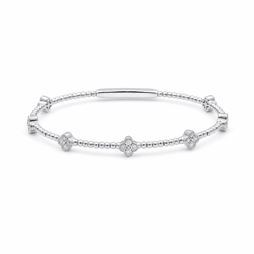 White Gold 14K Bangle Diamond Women's Bracelet with 0.37Tw Round Diamonds - Miral Jewelry