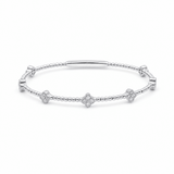 White Gold 14K Bangle Diamond Women's Bracelet with 0.37Tw Round Diamonds - Miral Jewelry