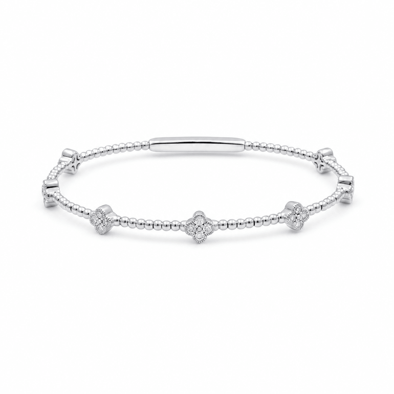 White Gold 14K Bangle Diamond Women's Bracelet with 0.37Tw Round Diamonds - Miral Jewelry
