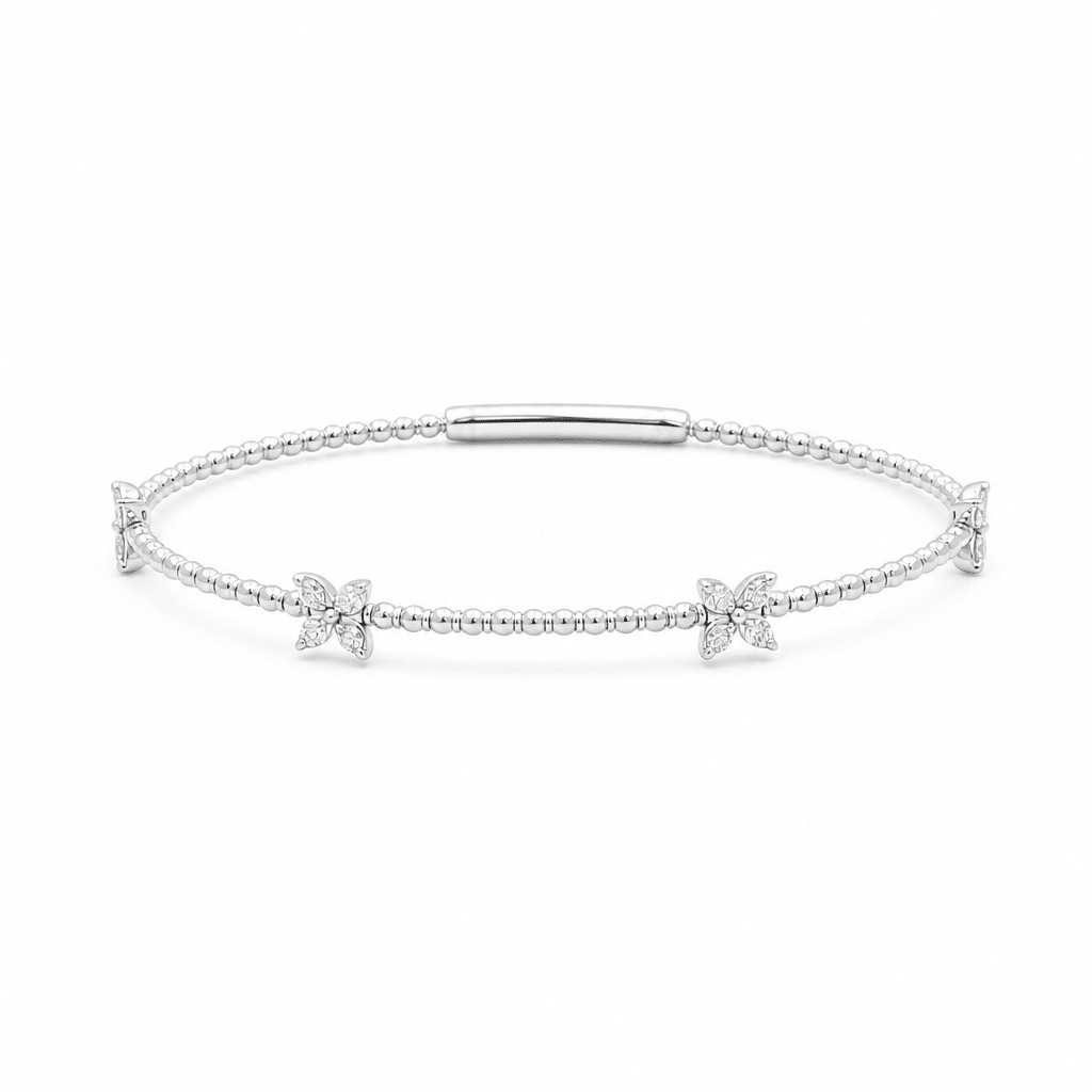 White Gold 14K Bangle Diamond Women's Bracelet with 0.50Tw Round Diamonds - Miral Jewelry