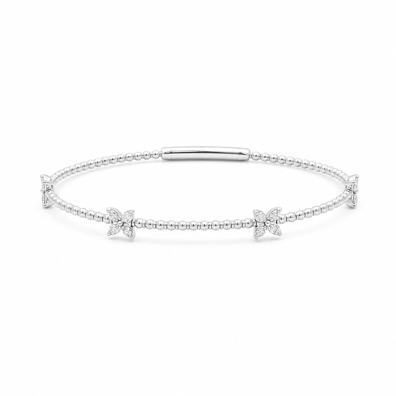 White Gold 14K Bangle Diamond Women's Bracelet with 0.50Tw Round Diamonds - Miral Jewelry