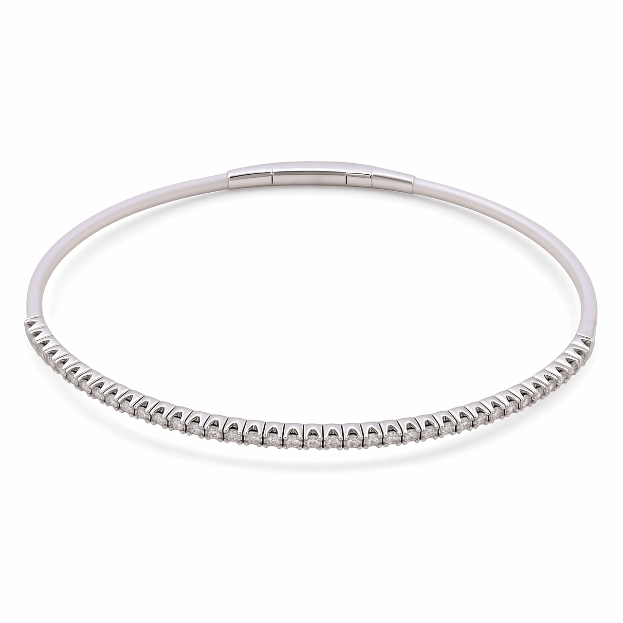 White Gold 14K Bangle Diamond Women's Bracelet with 0.50Tw Round Diamonds - Miral Jewelry
