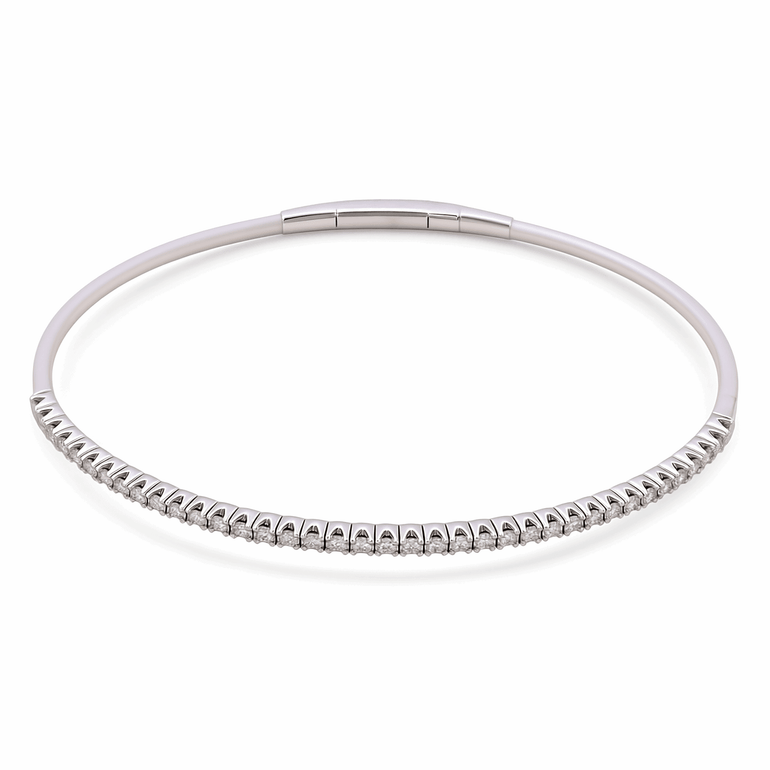 White Gold 14K Bangle Diamond Women's Bracelet with 0.50Tw Round Diamonds - Miral Jewelry