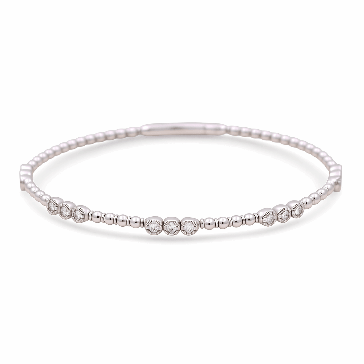 White Gold 14K Bangle Diamond Women's Bracelet with 0.50Tw Round Diamonds - Miral Jewelry