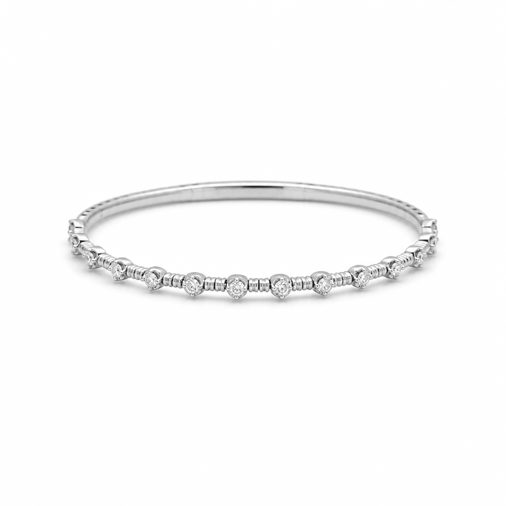 White Gold 14K Bangle Diamond Women's Bracelet with 0.50Tw Round Diamonds - Miral Jewelry