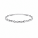 White Gold 14K Bangle Diamond Women's Bracelet with 0.50Tw Round Diamonds - Miral Jewelry