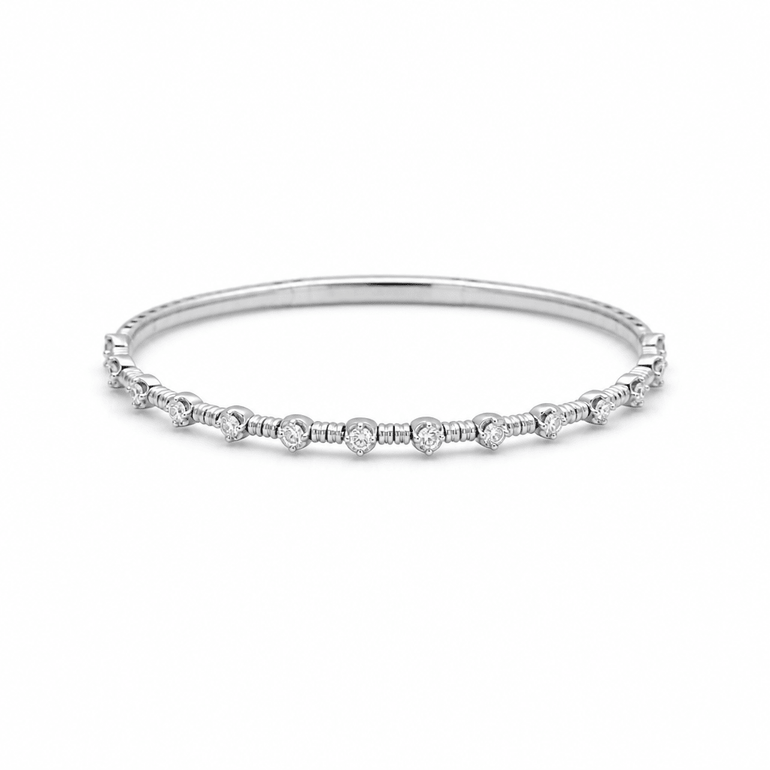 White Gold 14K Bangle Diamond Women's Bracelet with 0.50Tw Round Diamonds - Miral Jewelry