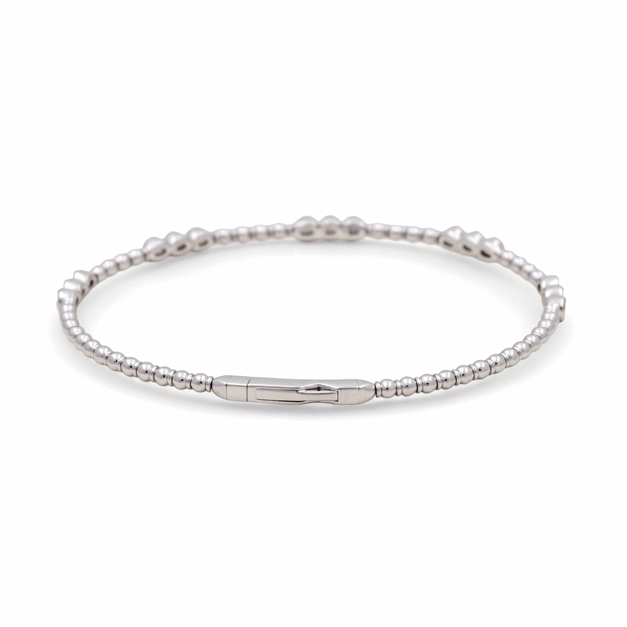 White Gold 14K Bangle Diamond Women's Bracelet with 0.50Tw Round Diamonds - Miral Jewelry