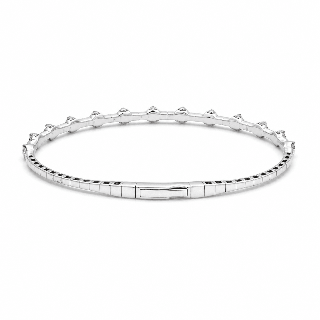 White Gold 14K Bangle Diamond Women's Bracelet with 0.50Tw Round Diamonds - Miral Jewelry