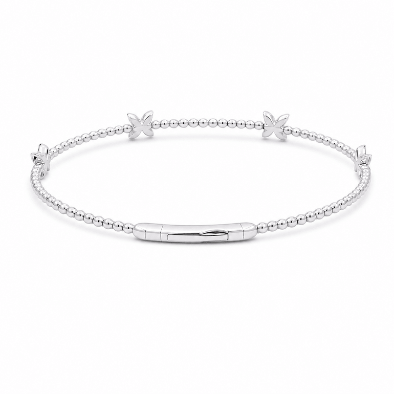 White Gold 14K Bangle Diamond Women's Bracelet with 0.50Tw Round Diamonds - Miral Jewelry