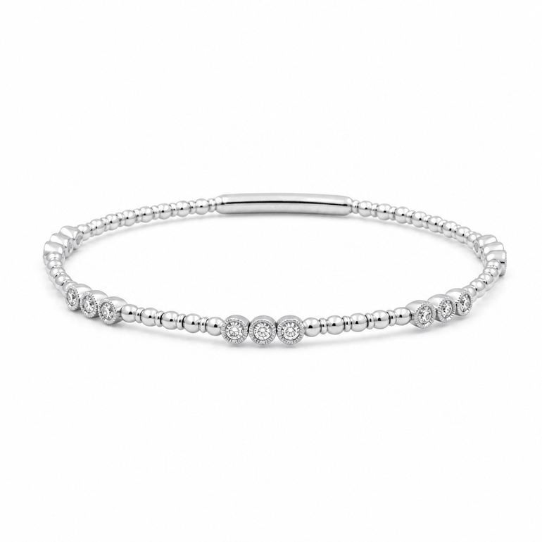 White Gold 14K Bangle Diamond Women's Bracelet with 0.50Tw Round Diamonds - Miral Jewelry