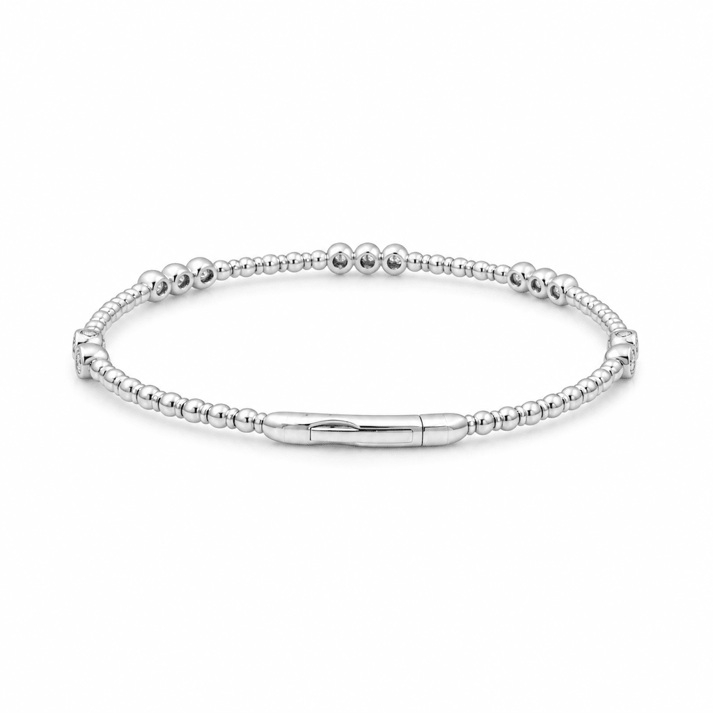 White Gold 14K Bangle Diamond Women's Bracelet with 0.50Tw Round Diamonds - Miral Jewelry