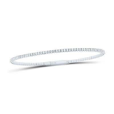 White Gold 14K Bangle Diamond Women's Bracelet with 0.87Tw Round Diamonds - Miral Jewelry
