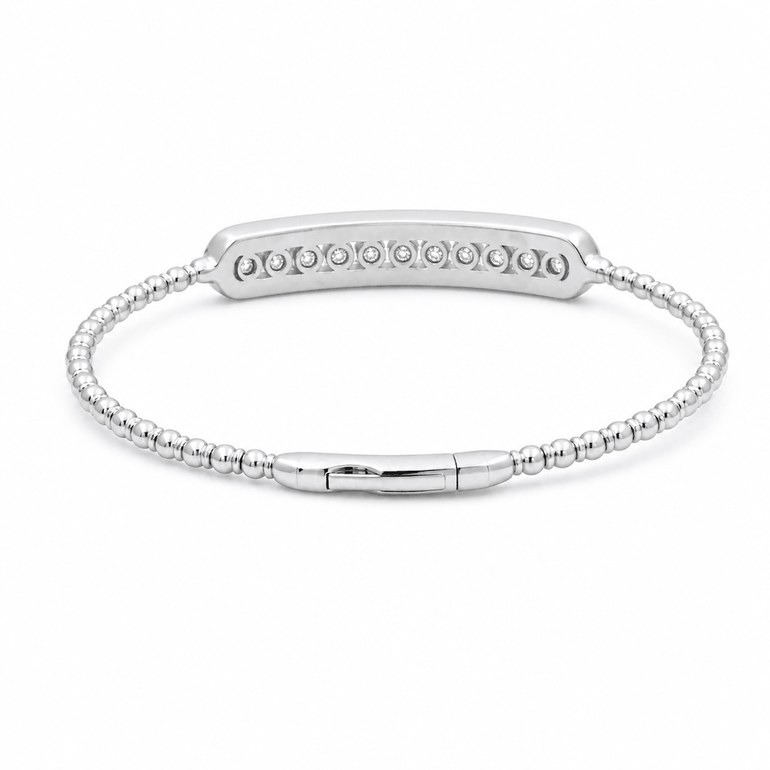 White Gold 14K Bangle Diamond Women's Bracelet with 2.00Tw Round Diamonds - Miral Jewelry