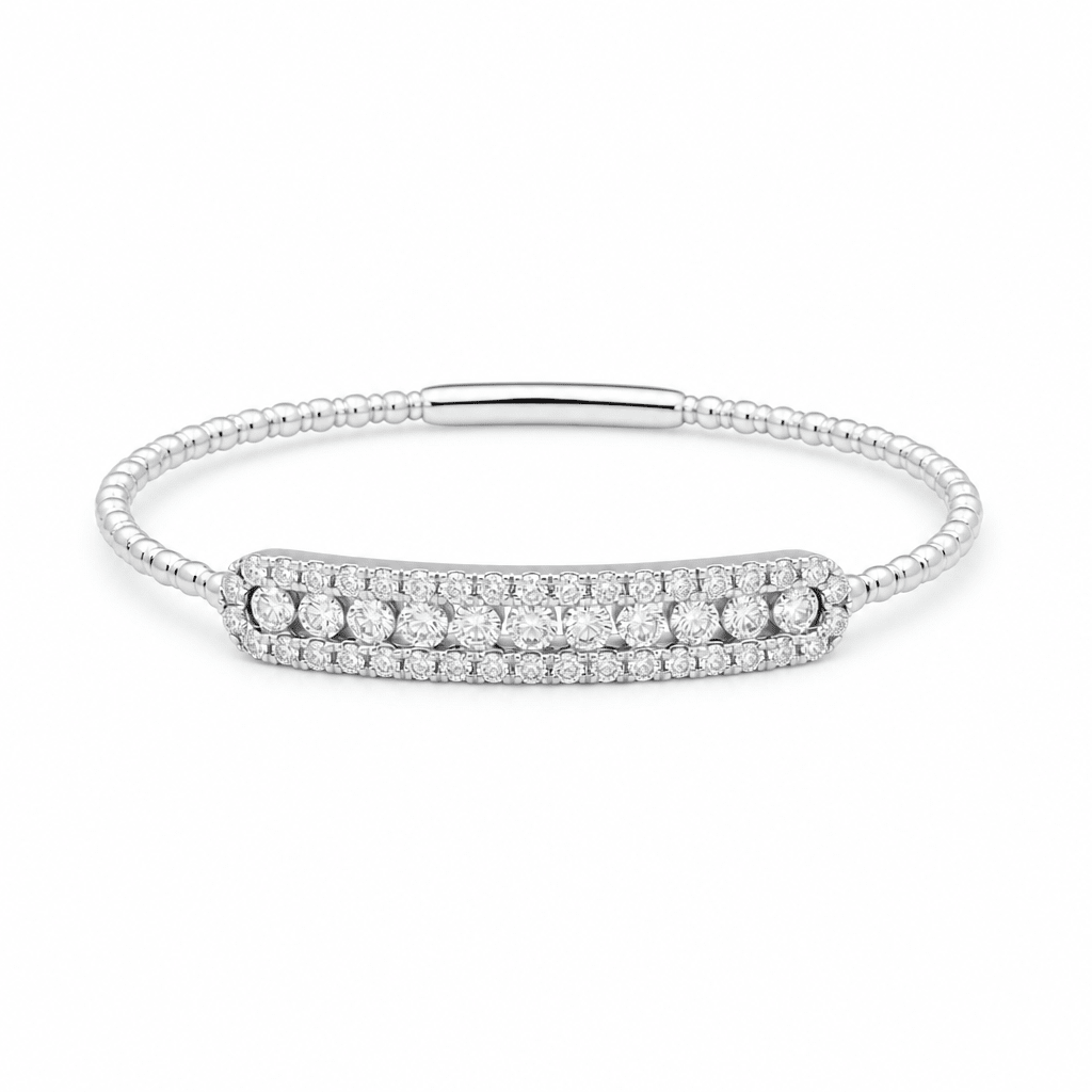 White Gold 14K Bangle Diamond Women's Bracelet with 2.00Tw Round Diamonds - Miral Jewelry