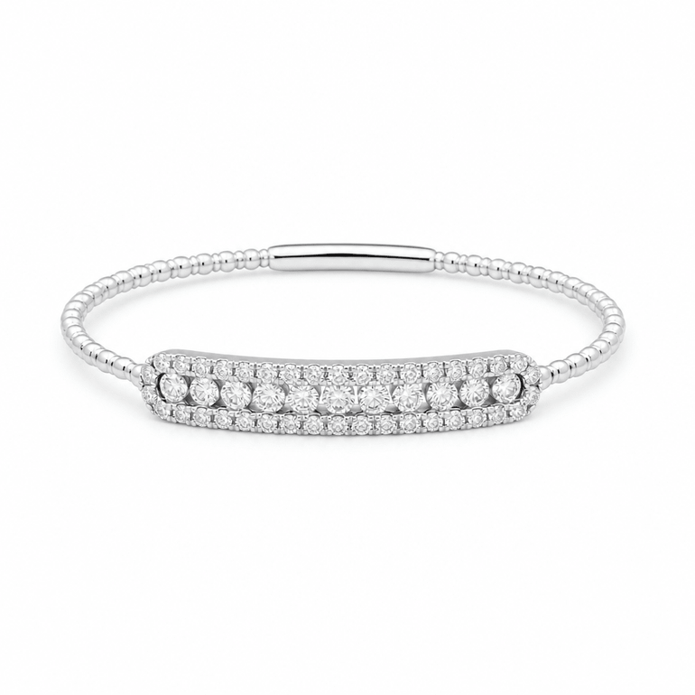 White Gold 14K Bangle Diamond Women's Bracelet with 2.00Tw Round Diamonds - Miral Jewelry