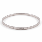 White Gold 14K Bangle Women's Bracelet with 1.00 Tw Round Diamonds - Miral Jewelry