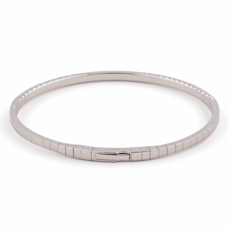 White Gold 14K Bangle Women's Bracelet with 1.00 Tw Round Diamonds - Miral Jewelry