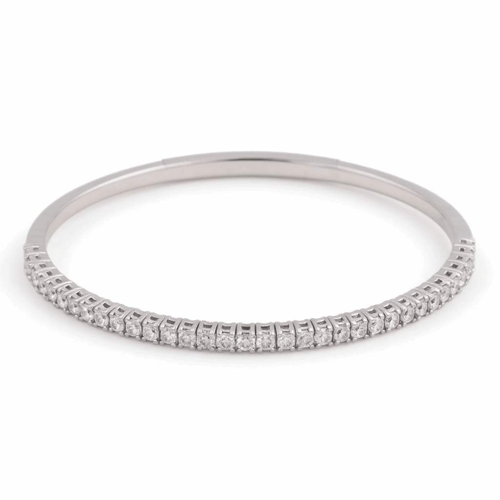 14K White Gold Diamond Eternity Flex Bangle 1.00 ct tw