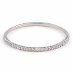 White Gold 14K Bangle Women's Bracelet with 1.00 Tw Round Diamonds - Miral Jewelry