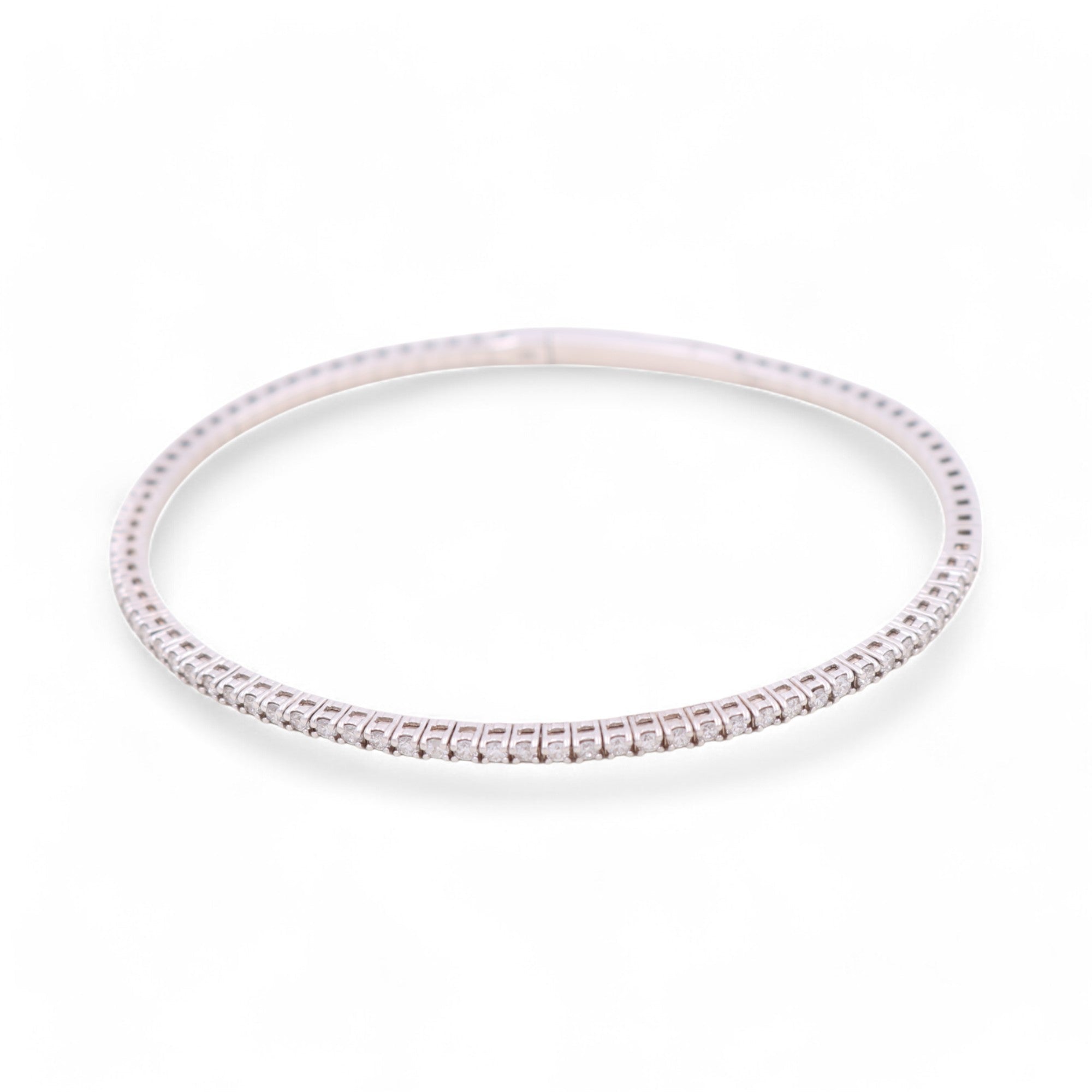 18K White Gold Diamond Flexible Bangle 0.85 ct tw