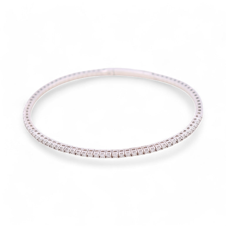 White Gold 18K Bangle Women's Bracelet With 0.85 Tw Round Diamonds - Miral Jewelry