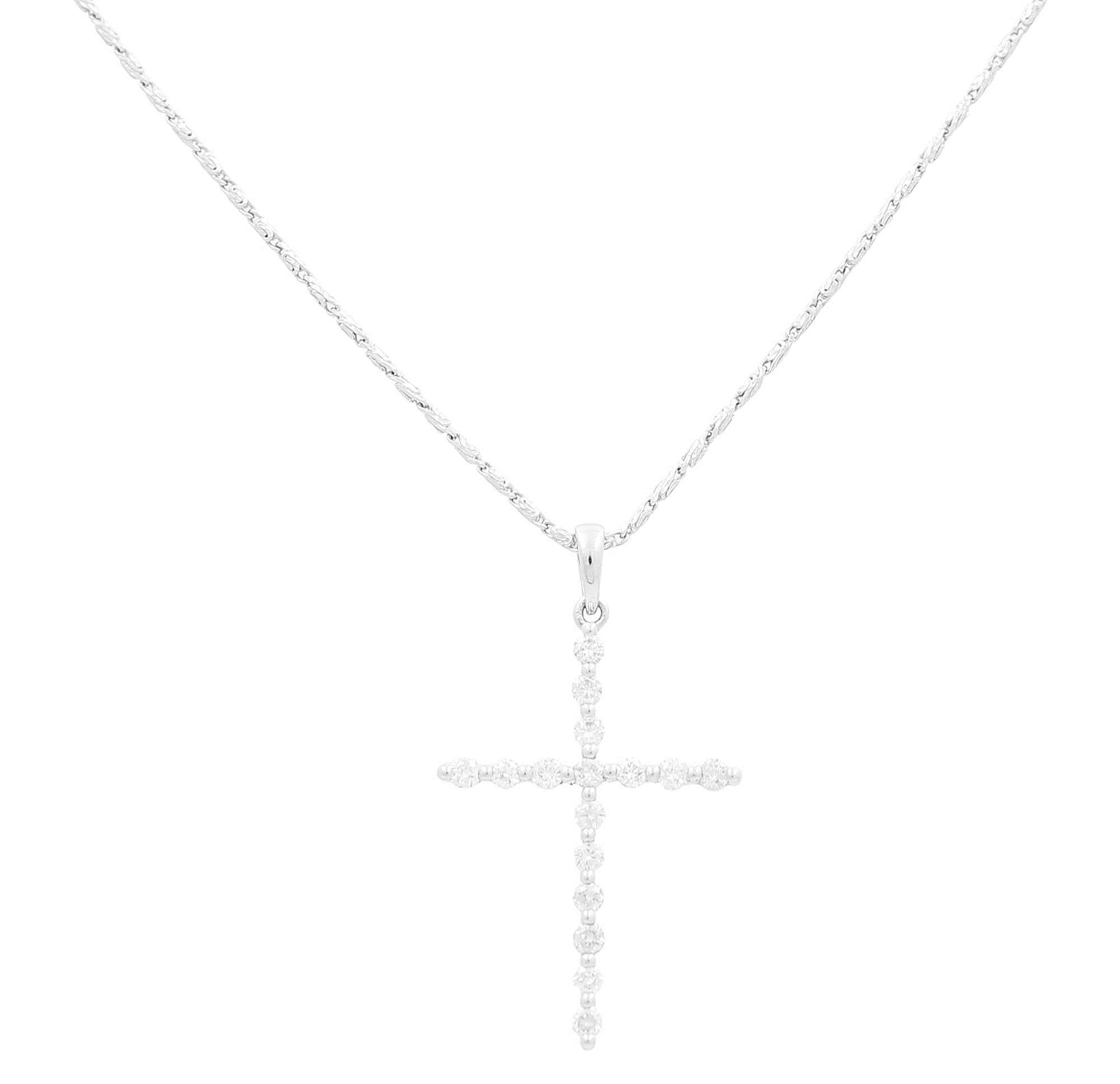 14K White Gold Diamond Cross Necklace 0.35 ct tw
