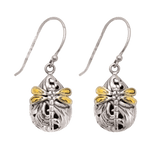 Women's Gold +Silver Oxide Designer T/Drop Dragonfly Drop Earrings - Miral Jewelry