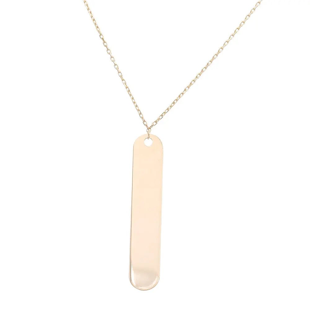 14K Yellow Gold Vertical Bar Necklace 18in, 3.1 g