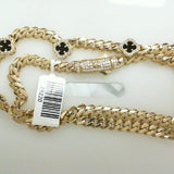 Yellow 10 Karat Monaco With Black Clover And Cz Necklaces Length 18 - Miral Jewelry